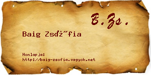 Baig Zsófia névjegykártya